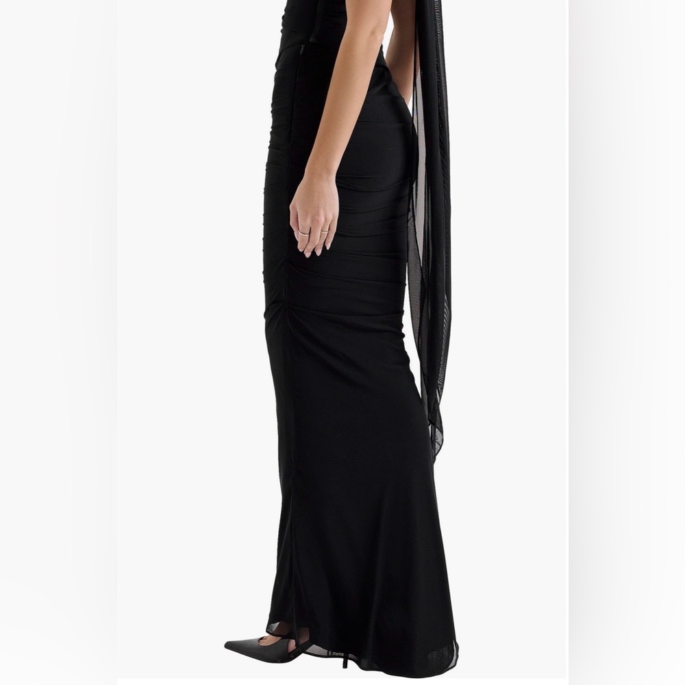 House of CB Cassidy Mesh Tulle Ruched Maxi Skirt Black - Picture 11 of 11